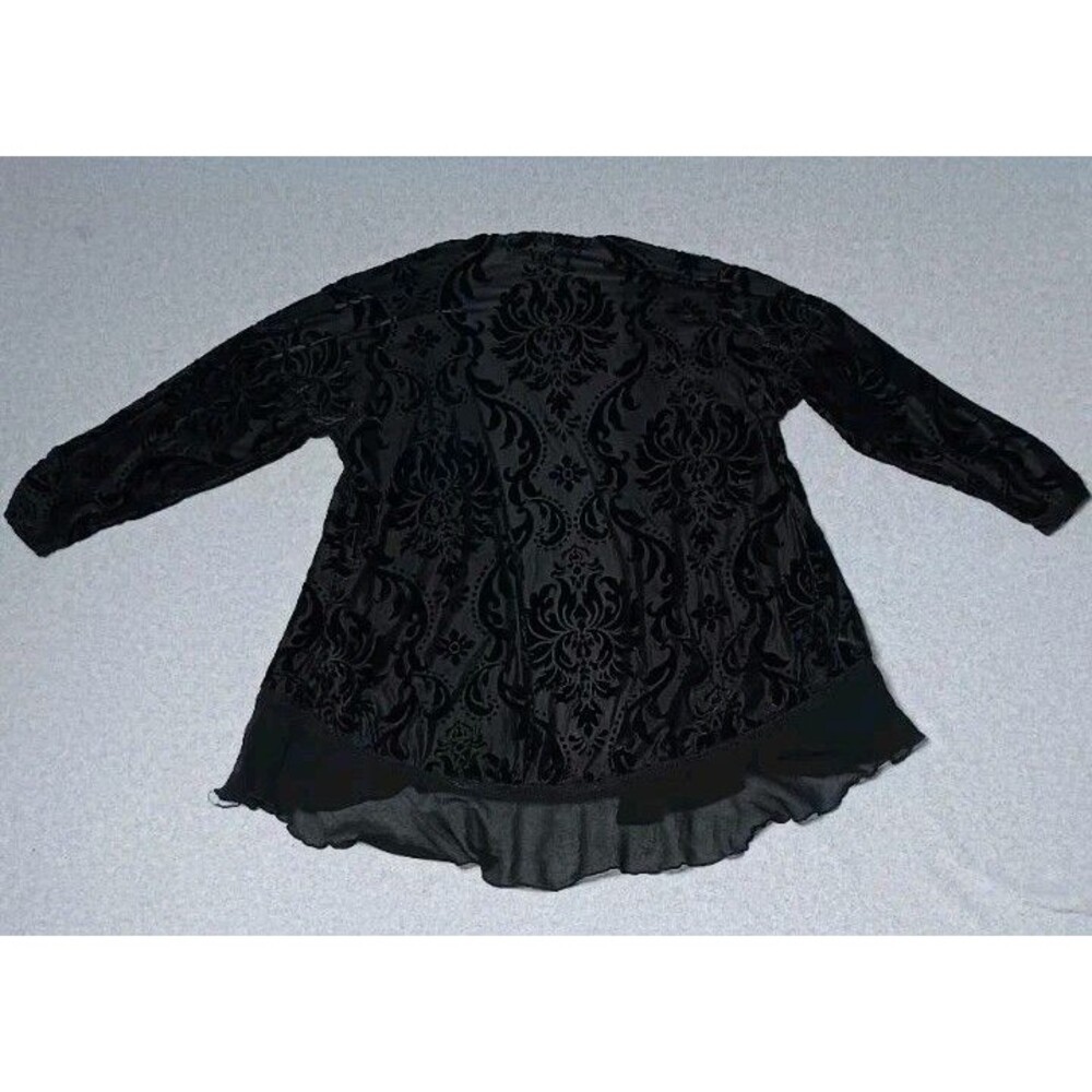 Maurices Velvet Burnout Open Front Kimono Cardigan M Black Whimsigoth Witchy Y2K - Picture 13 of 13
